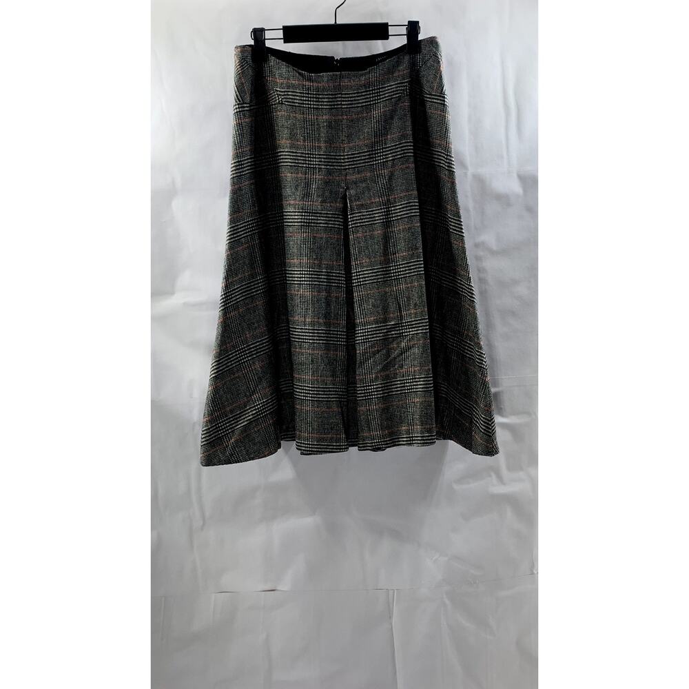 JOSEPH Women's Black-Red Plaid Virgin-Wool Blend Knee Length Skirt SZ 38(US6)